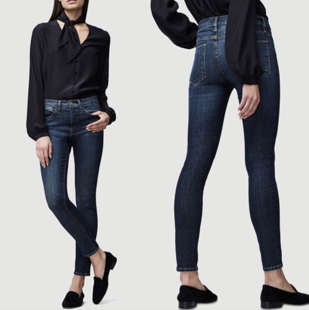Frame Le High Harvard Dark Wash Skinny Jeans 70s Denim Gift Retro School Travel